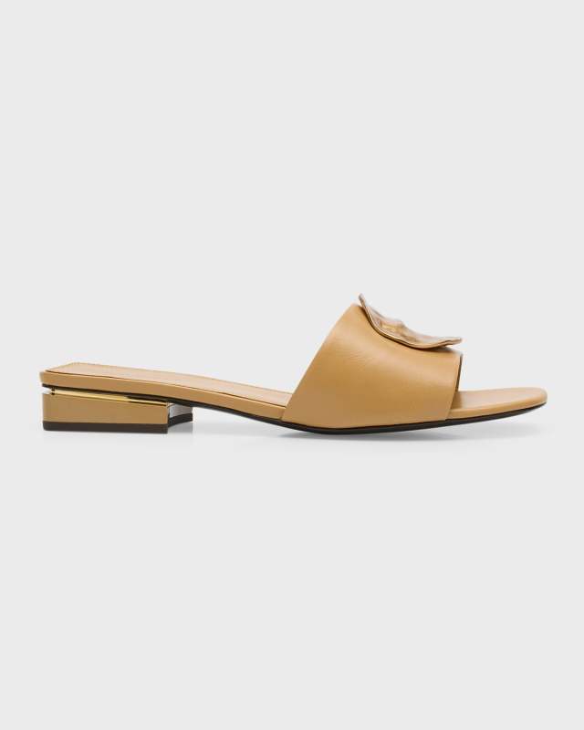 Patos Disc Leather Slide Sandals